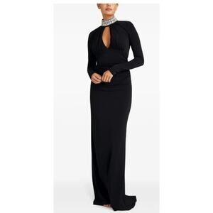 Cinq à Sept Dress 00 Kimbra Embellished Keyhole Gown Black Long Formal NEW $695